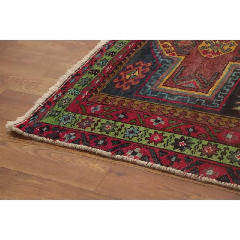 Hand Knotted Oriental 100% Wool Carpet Traditional Geometric Black Ardebil Runner Rug - 10' 9'' X 3' 4''