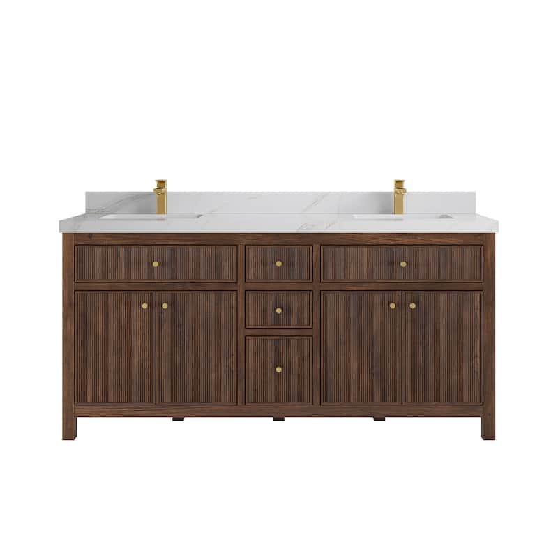 Willow Collections 72 in. W x 22 in. D Sonoma Teak Double Sink Bathroom Vanity with Countertop