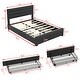 preview thumbnail 13 of 24, Leather Upholstered Platform Bed with Drawers and Charging Station,Queen Size