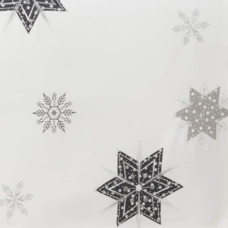 Table Runner With Embroidered Snowflakes Design - 16"x70"