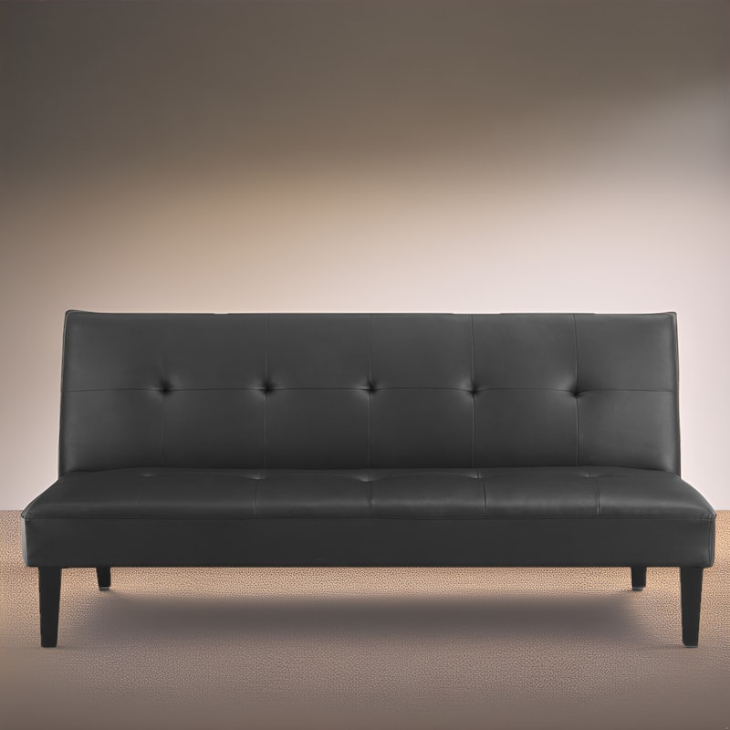 Modern Futon Sofa Bed, Convertible Couch with Wooden Legs, Recliner