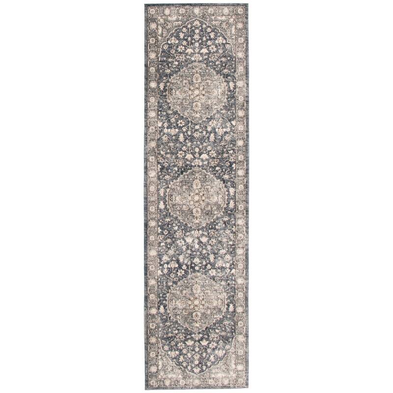 ECARPETGALLERY Oregon Tabriz Traditional Rug - 2'7" x 8'2" Runner - Grey