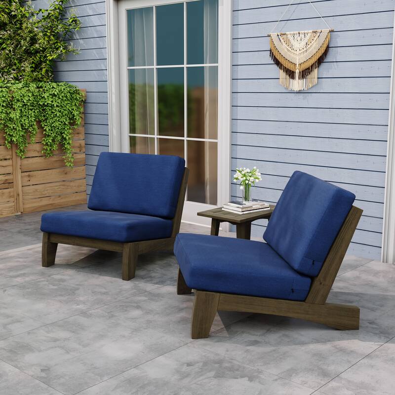 Outdoor Sectional Furniture Teak Conversation Set with Side Table