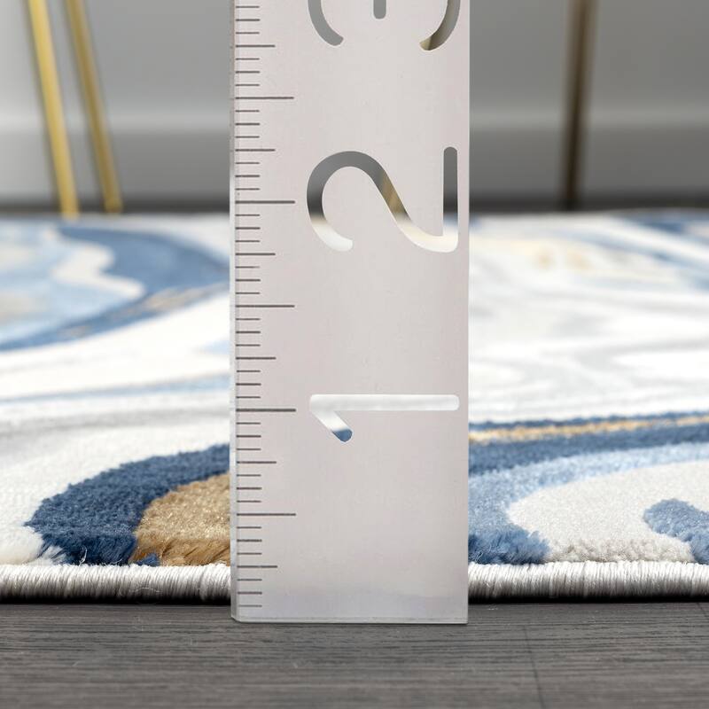 Abani Rugs Regal REG260A Blue Cream Intertwined Lines Area Rug