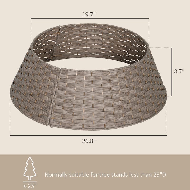 HOMCOM 27 inch Rustic Christmas Tree Collar, Plastic Woven Christmas Tree Skirt, Base Cover for Party, Holiday, Home Decoration