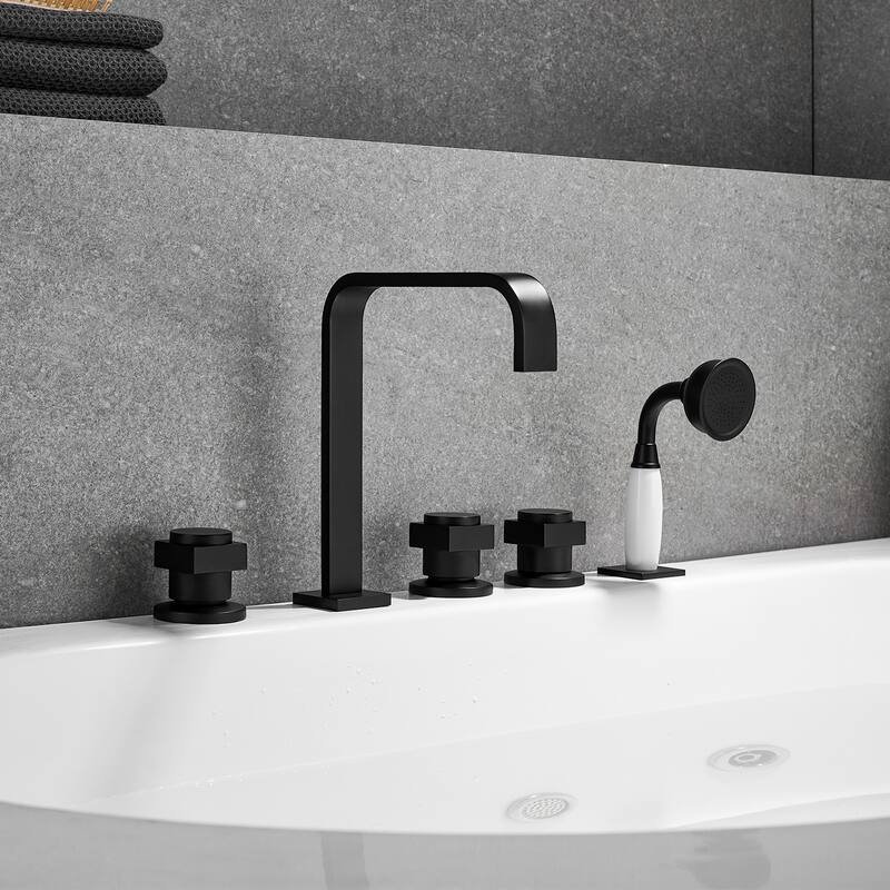 Altair Vikran Triple Handle Deck-Mount Roman Tub Faucet Trim with Handshower