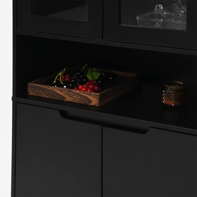 Tall Storage Bookcase w/Glass Display Door,Tall Kitchen Pantry Cabinet