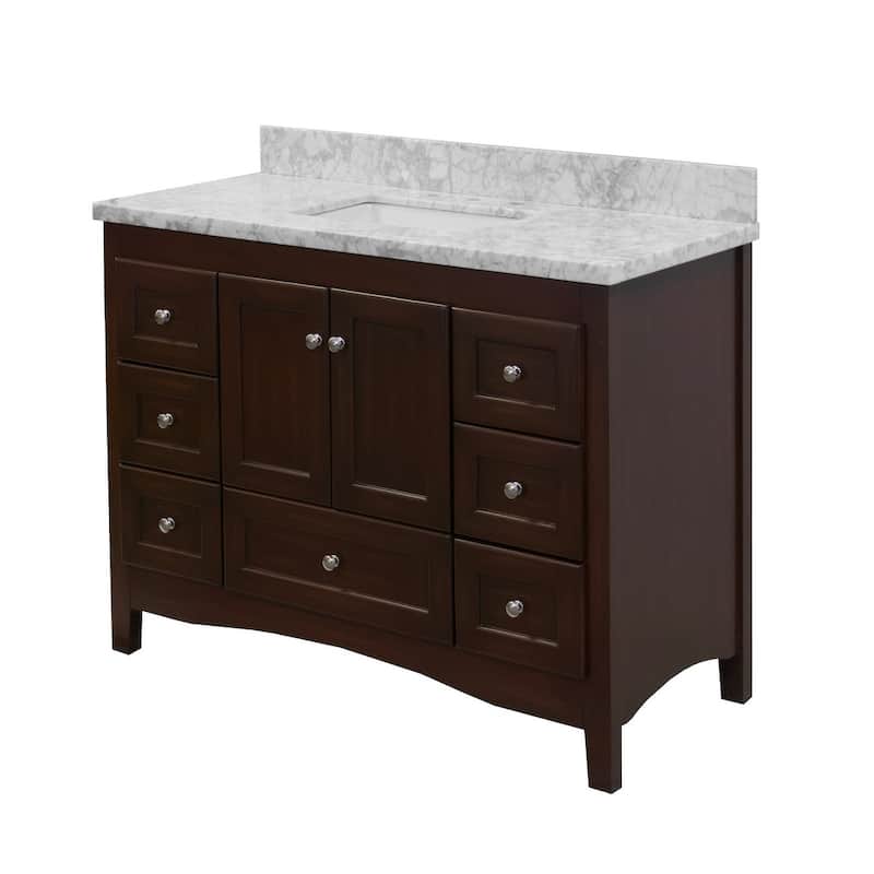 KitchenBathCollection Abbey 48" Bathroom Vanity with Carrara Marble Top