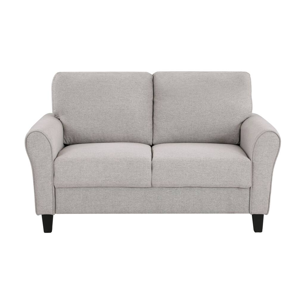 Textured Fabric Upholstered Loveseat Sofa, 2 Seater Sofa Couch with Cushions, Small Sofa with Solid Wood Frame