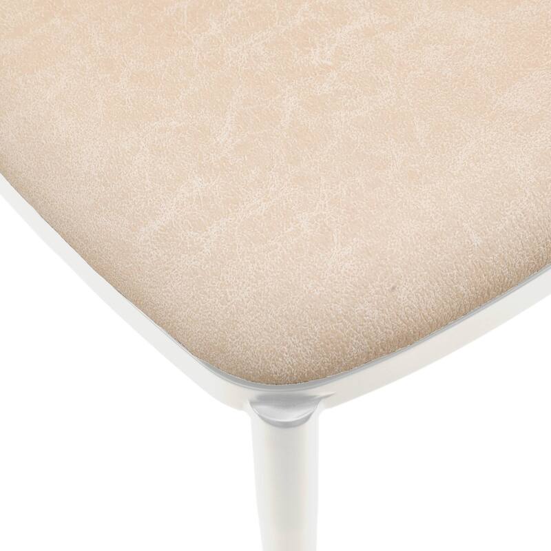 LeisureMod Tule Dining Chair with Upholstered Seat and White Steel Frame, Set of 2