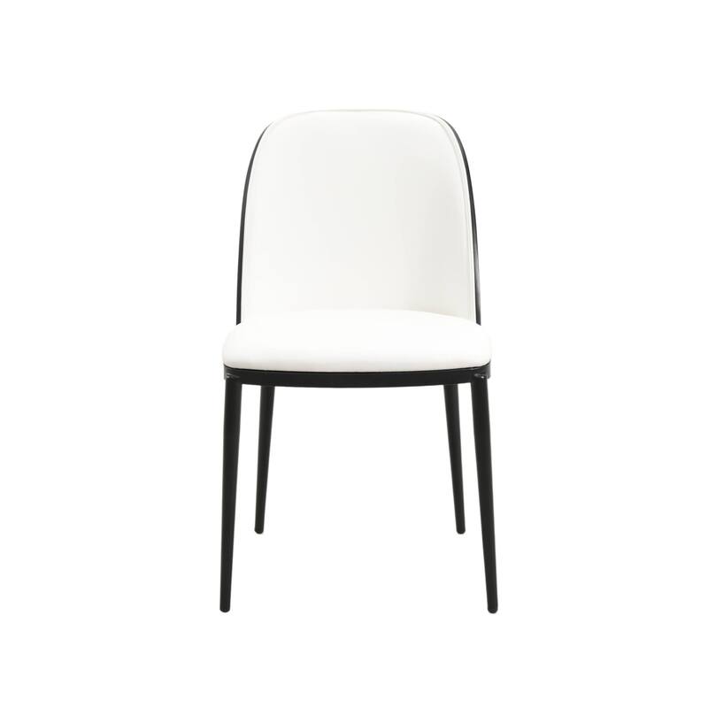 Dining Chair with Upholstered Seat and Back Side Chair with MDF Wood Frame in Black Steel