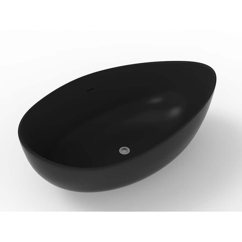 Newport 71" Solid Surface Freestanding Soaking Bathtub in White, Gray, Black