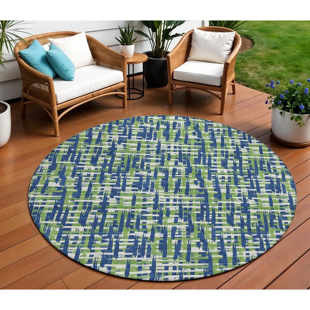 HomeRoots Abstract Transitional Rectangle Outdoor Rug
