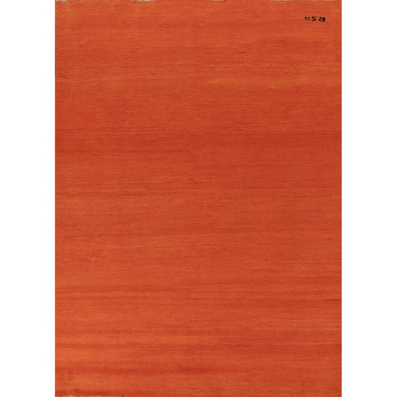 Orange Modern Gabbeh Oriental Area Rug Handmade Wool Carpet - 5'7" x 7'10"
