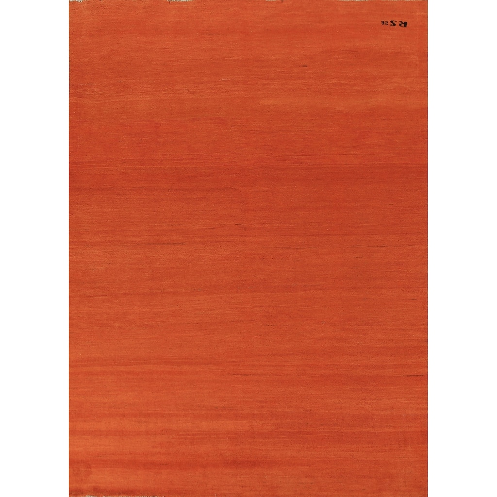 Orange Modern Gabbeh Oriental Area Rug Handmade Wool Carpet - 5'7" x 7'10"