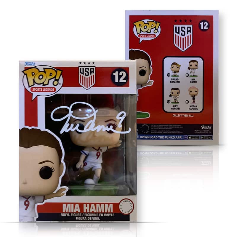 Mia Hamm Autographed USA Womens World Cup Signed Soccer Funko Pop #12 Beckett COA With Protector - 8'6" x 11'6"