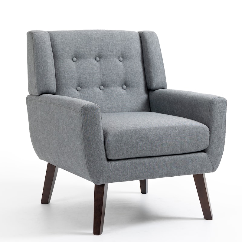 Modern Accent Chair Cotton Linen Upholstered Chair for Living Room