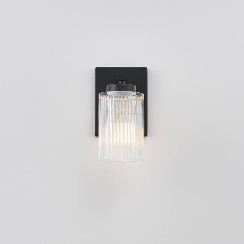 KAWOTI 8.6"H Contemporary Bathroom Vanity Light with Flutted Glass
