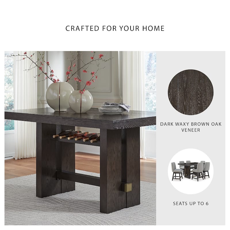 Signature Design by Ashley Burkhaus Dark Brown Rectangular Dining Counter Table - 66"W x 42"D x 36"H