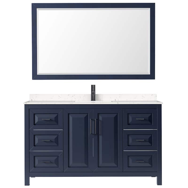 Daria 60 Inch Single Vanity, Cultured Marble Top, 58 Inch Mirror
