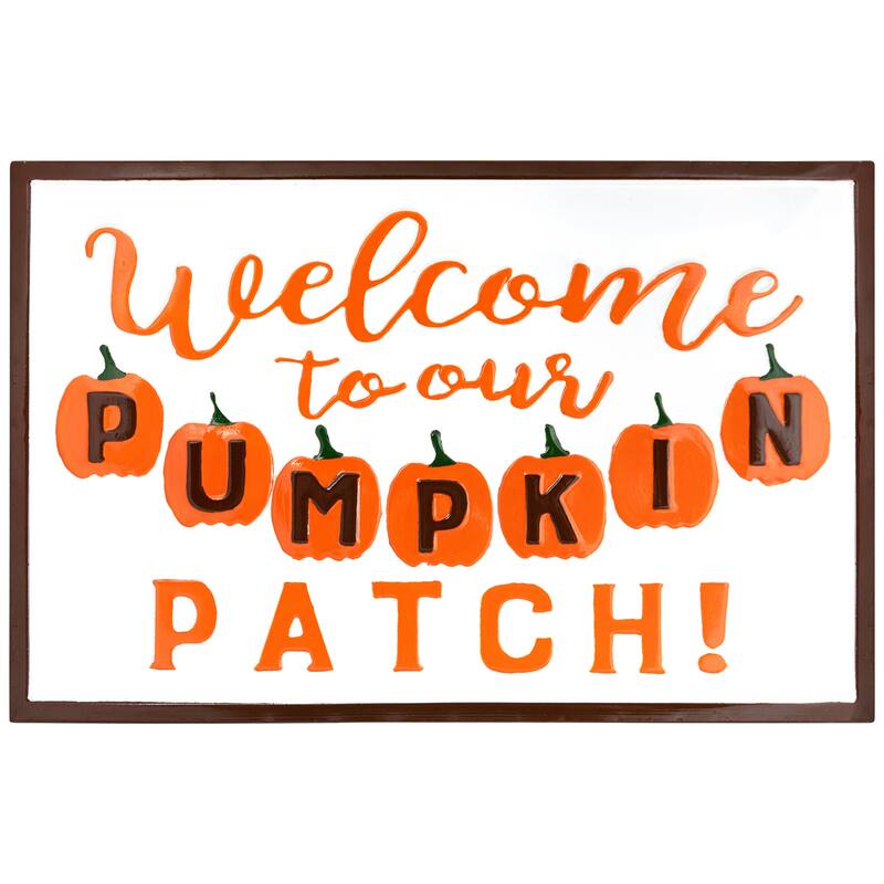 20.25" Orange White "Welcome To Our Pumpkin Patch!" Autumn Wall Decor