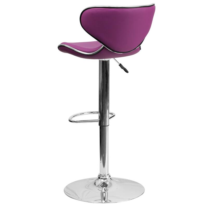 2 Pack Contemporary Mid-Back Vinyl Adjustable Height Barstool with Chrome Base - 16"W x 17.5"D x 34.5" - 43"H
