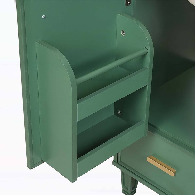 Freestanding Vanity Set with Door Shelf,Deep Drawer,2-Tier Pull-Out Basket