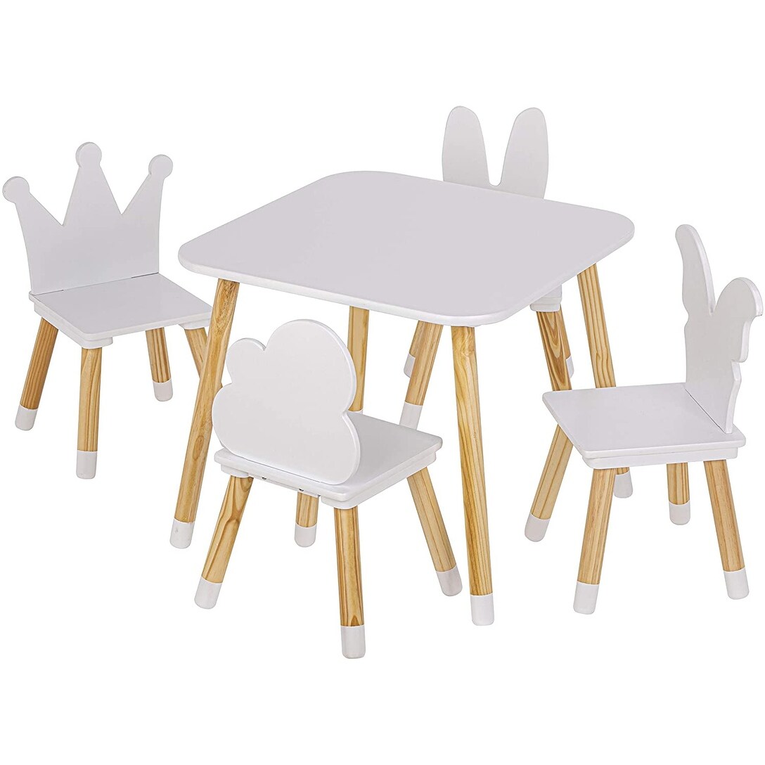 Utex Kids Table with 4 Chairs Set Kid Table and Chairs Set for Girls Toddlers