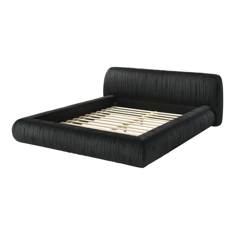 Furniture of America Henrietta Modern Velvet Upholstered Low Profile King Platform Bed