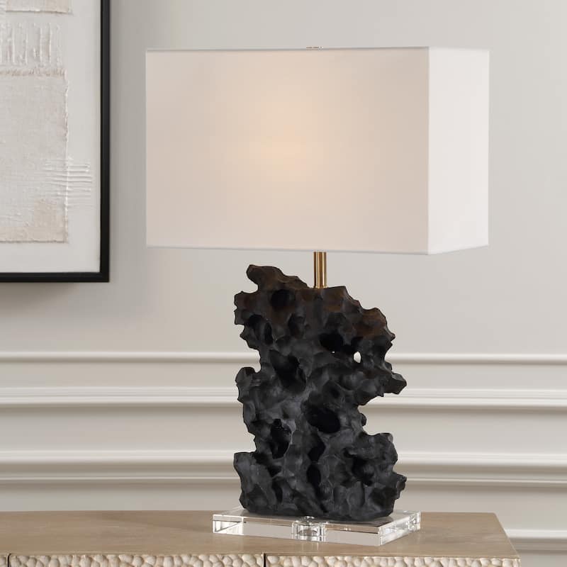 Uttermost Basalt Black Stone Table Lamp - 27.25" H X 17" W X 10" D