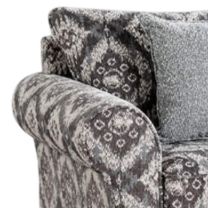 Berrie Accent Chair, 1 Throw Pillow, Geometric Gray White Polyester