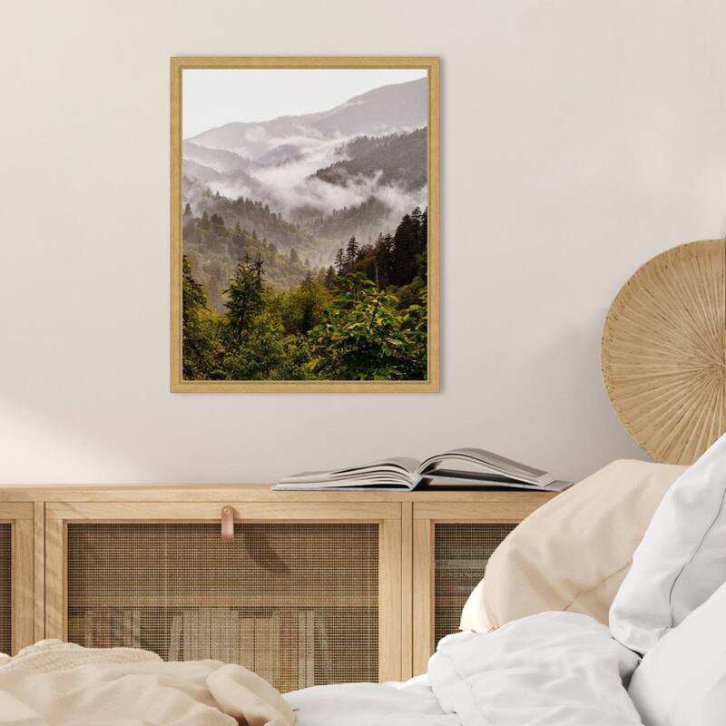 Great Smoky Mountains by Del Mundo Imagery Framed Canvas Wall Art Print - Sylvie Bright Gold