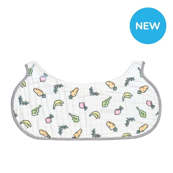 slide 2 of 5, 2-in-1 Non-Slip Baby Burp Cloth and Bib - Veggies, 1 pack White