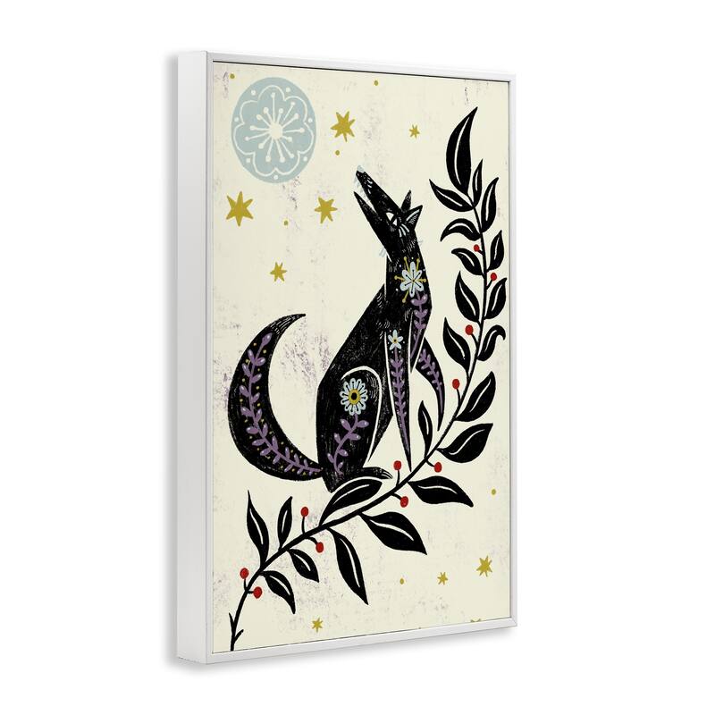 Stupell Howling Winter Wolf Framed Giclee Art Design By Hannah Moren