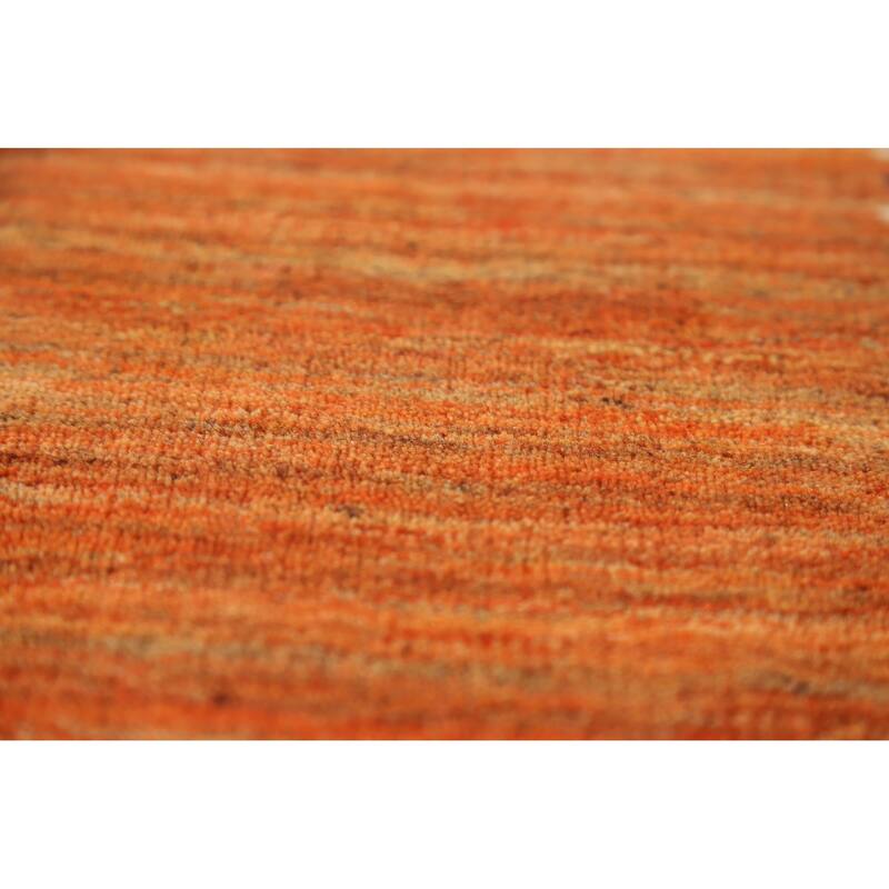 Orange Gabbeh Indian Rug Hand-Knotted Wool Carpet - 4'0"x 5'8"