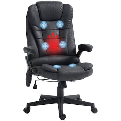 6 Point Vibration High Back Massage Office Chair with Lumbar Heating Function Tilt and Remote Control, for Office, Black