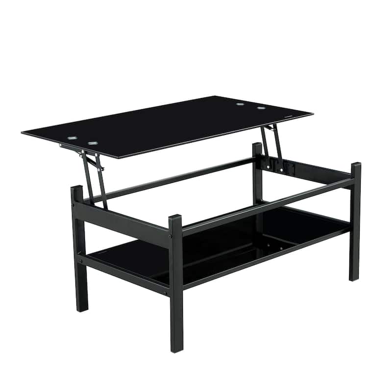 Modern Simple 2-Layer Tempered Glass Coffee Table For Living Room