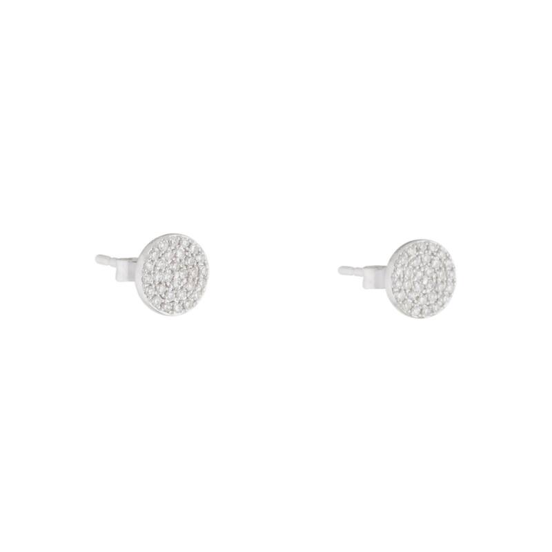 Joelle Collection Round Diamond Stud Earrings - 14K Gold 1/5 CTTW Round Pave Disc Diamond Studs