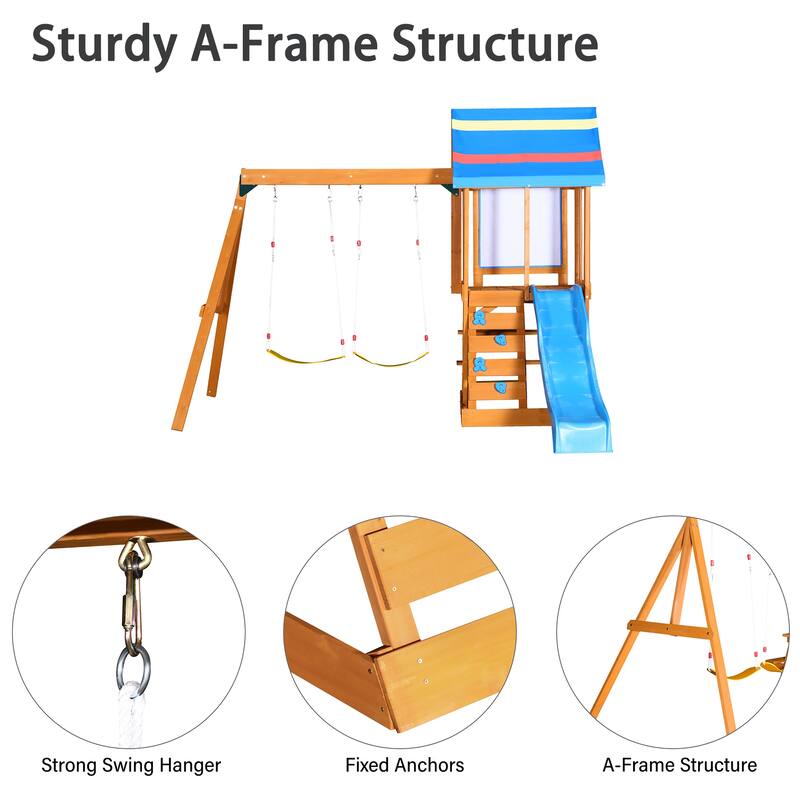 3-in-1 Wooden Outdoor Swing Set