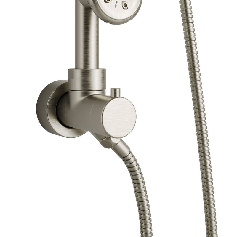 Lanikai 8-in Rain Showerhead System with 3-Body Jets Multi-function Handshower and Pivoting Shower Arm Brushed Nickel 1.8GPM
