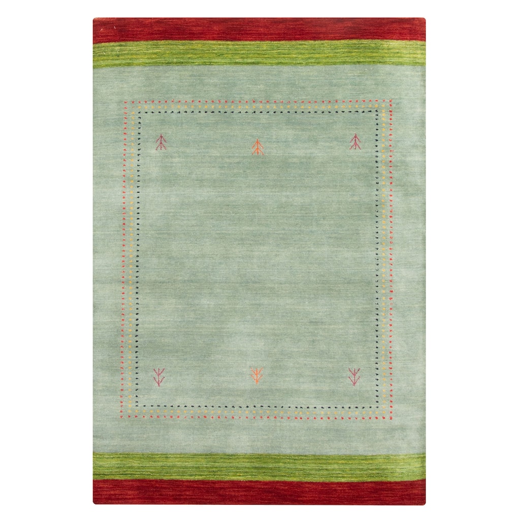 ECARPETGALLERY Hand Loomed Kashkuli Gabbeh Aqua Wool Rug - 4'1 x 5'9
