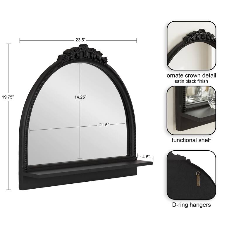 Kate and Laurel Dellona Arch Mirror with Shelf - 24x20