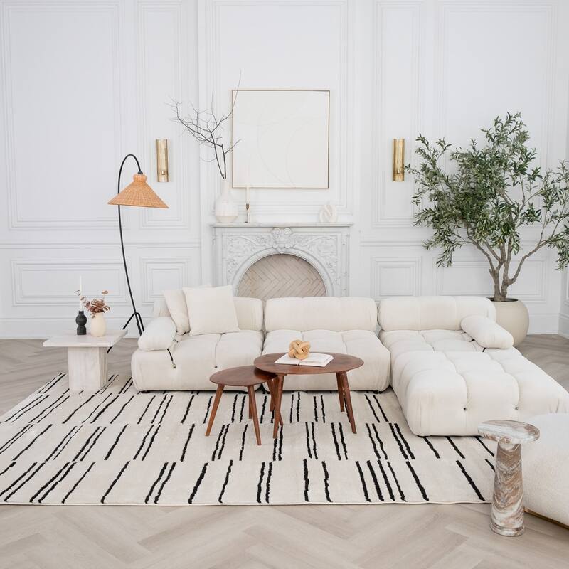 Rug Branch Domus Abstract Indoor Area Rug, Cream Black - 8