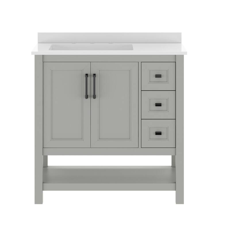 Bathroom Vanity with Sink, Open Storage, and Storage Drawers