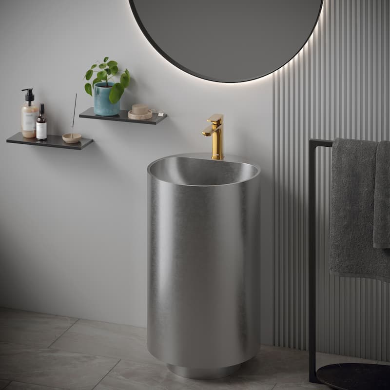 Karran Cinox Stainless Steel Round Pedestal Sink