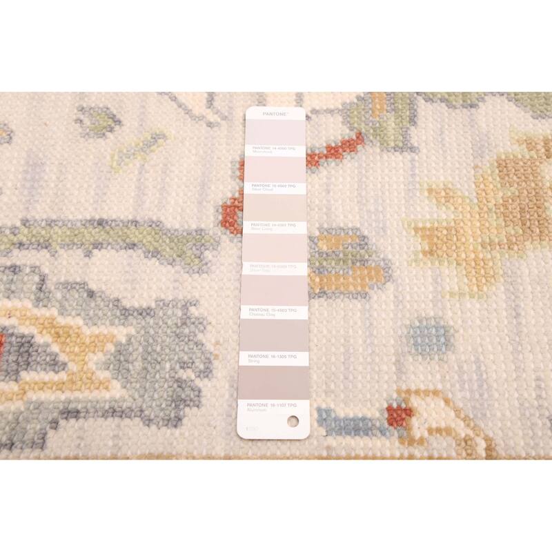 ECARPETGALLERY Hand-knotted Modern Oushak Light Grey Wool Rug - 3'7 x 5'6