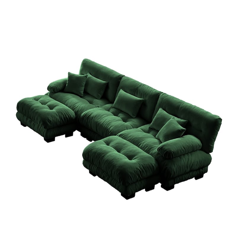 Modular U-shaped Deep Seat Sectional Sofa Couch with 2 Ottomans and Pillows