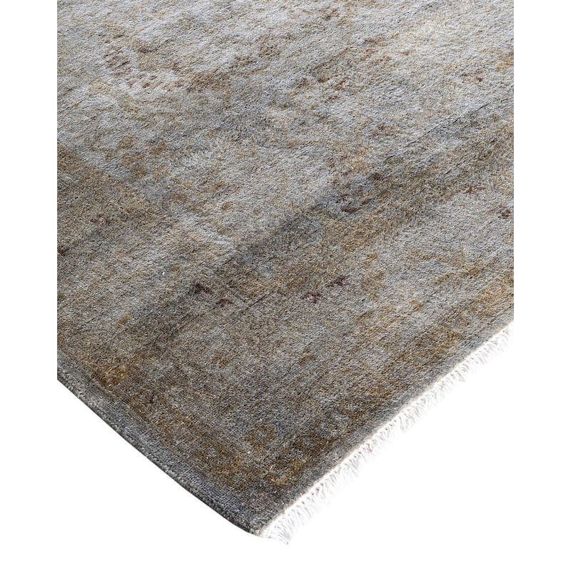Fine Vibrance One-of-a-Kind Hand-Knotted Runner Rug - Gray, 3' 1" x 16' 4" - 3' 1" x 16' 4"