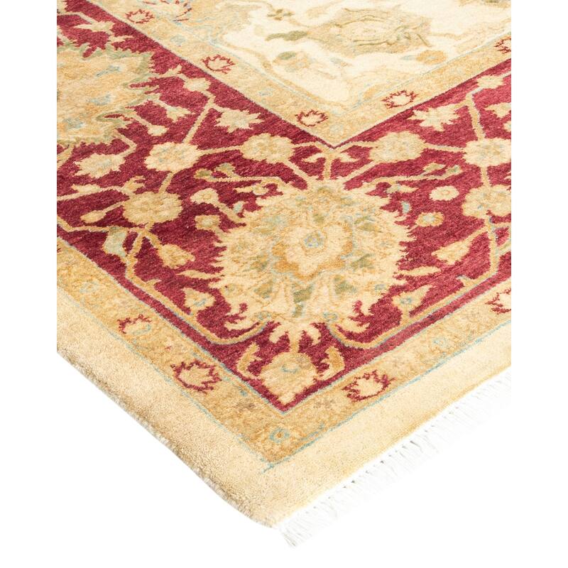 Overton Handknotted Wool Traditional Oriental Ivory Area Rug - 6' x 9'