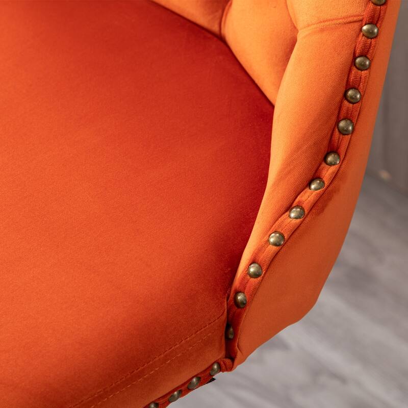 Velvet Upholstered Counter Height Wingback Barstools, Set of 2